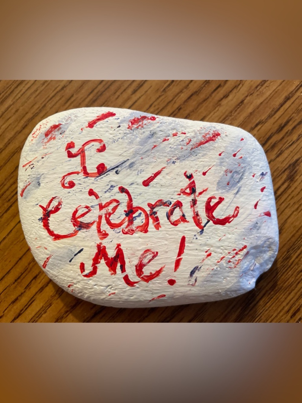 Hand-Painted White “I Celebrate Me” Rock